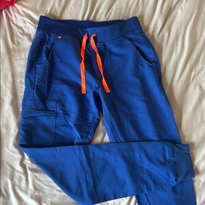 Blue Joggers with Orange Drawstring